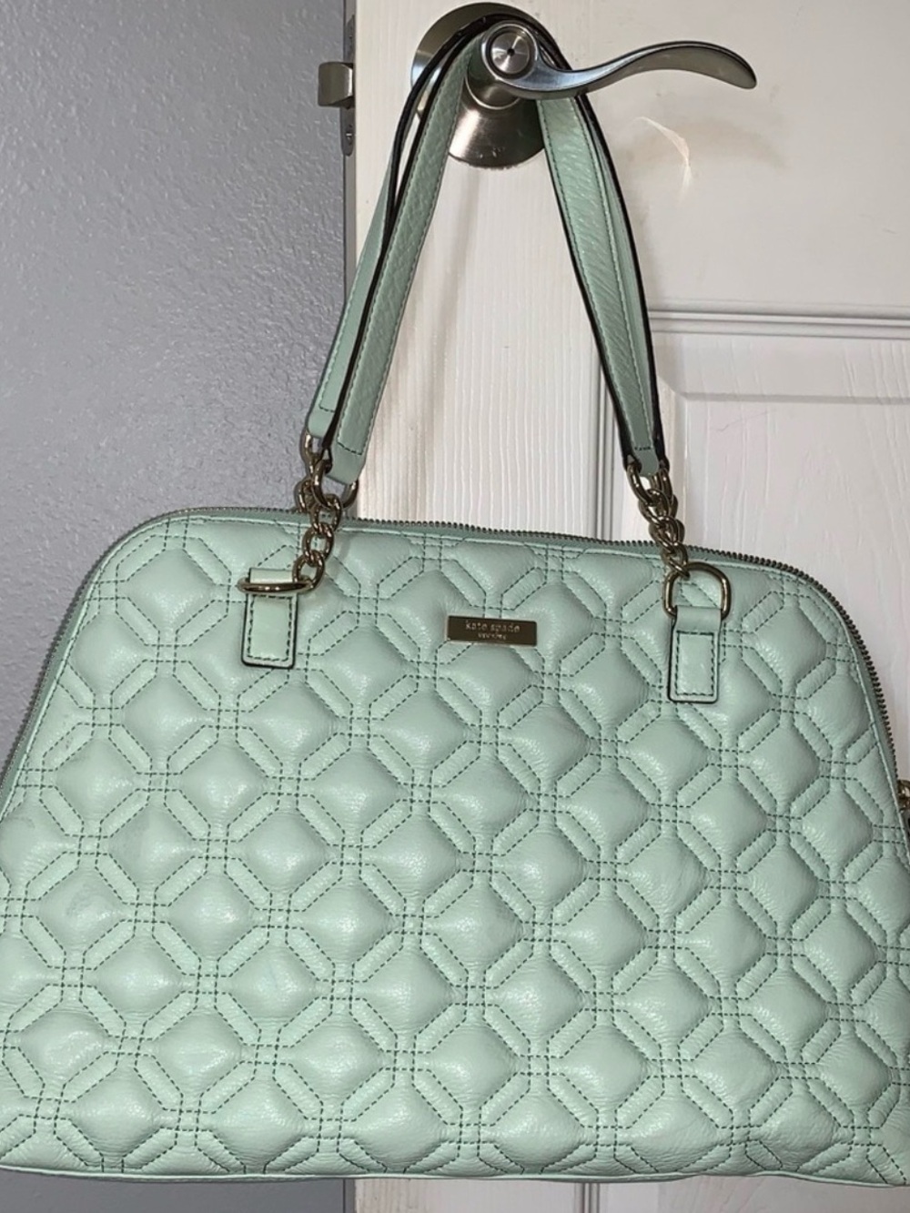 kate spade Mint Quilted Shoulder Bag with Gold Hardware